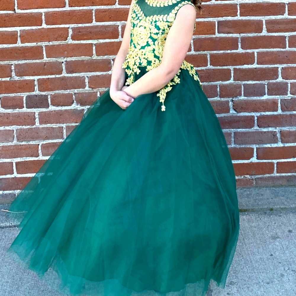 Green formal ball gown